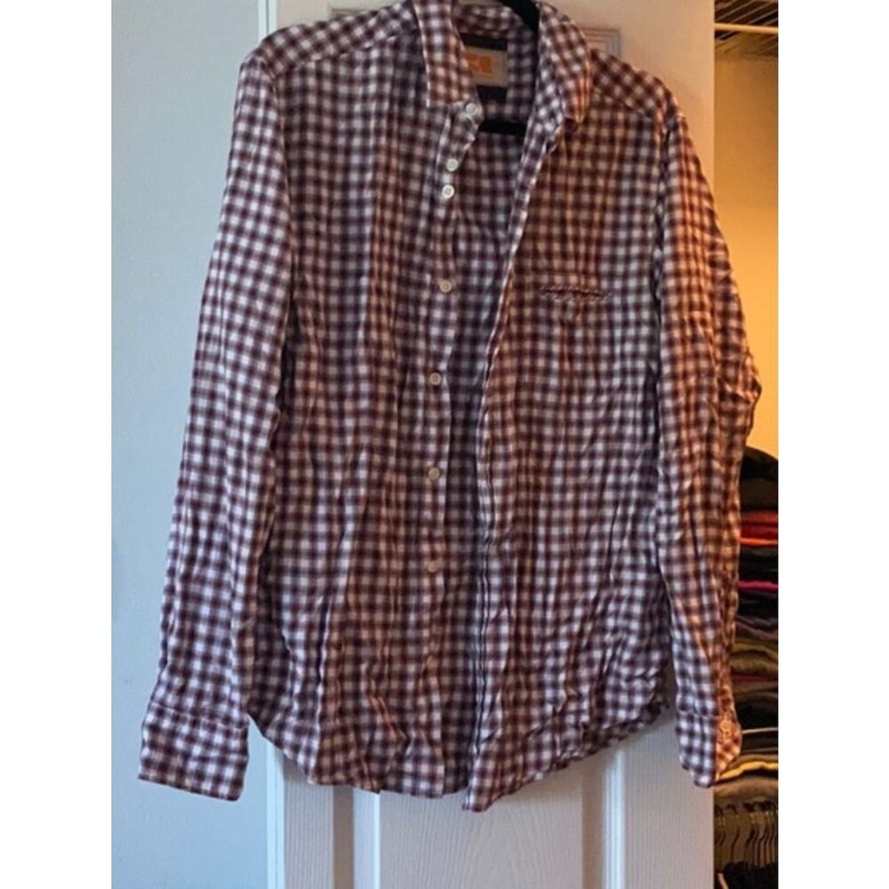 Purple Plaid BOSS Shirt Mens Size Large - Long Sleeve Button Down